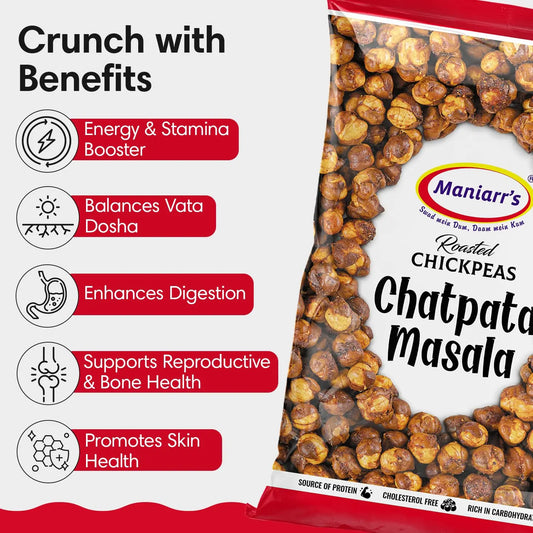 Maniarr’s Dry Roasted Chickpeas Chatpata Masala (80g x 6)- Crispy & Crunchy Chickpeas- Vegan, GMO-Gluten Free, Fiber Healthy Protein Snacks for Adults & Kids-For Home,Office,Travel,Fitness & Appetizer Maniarr’s