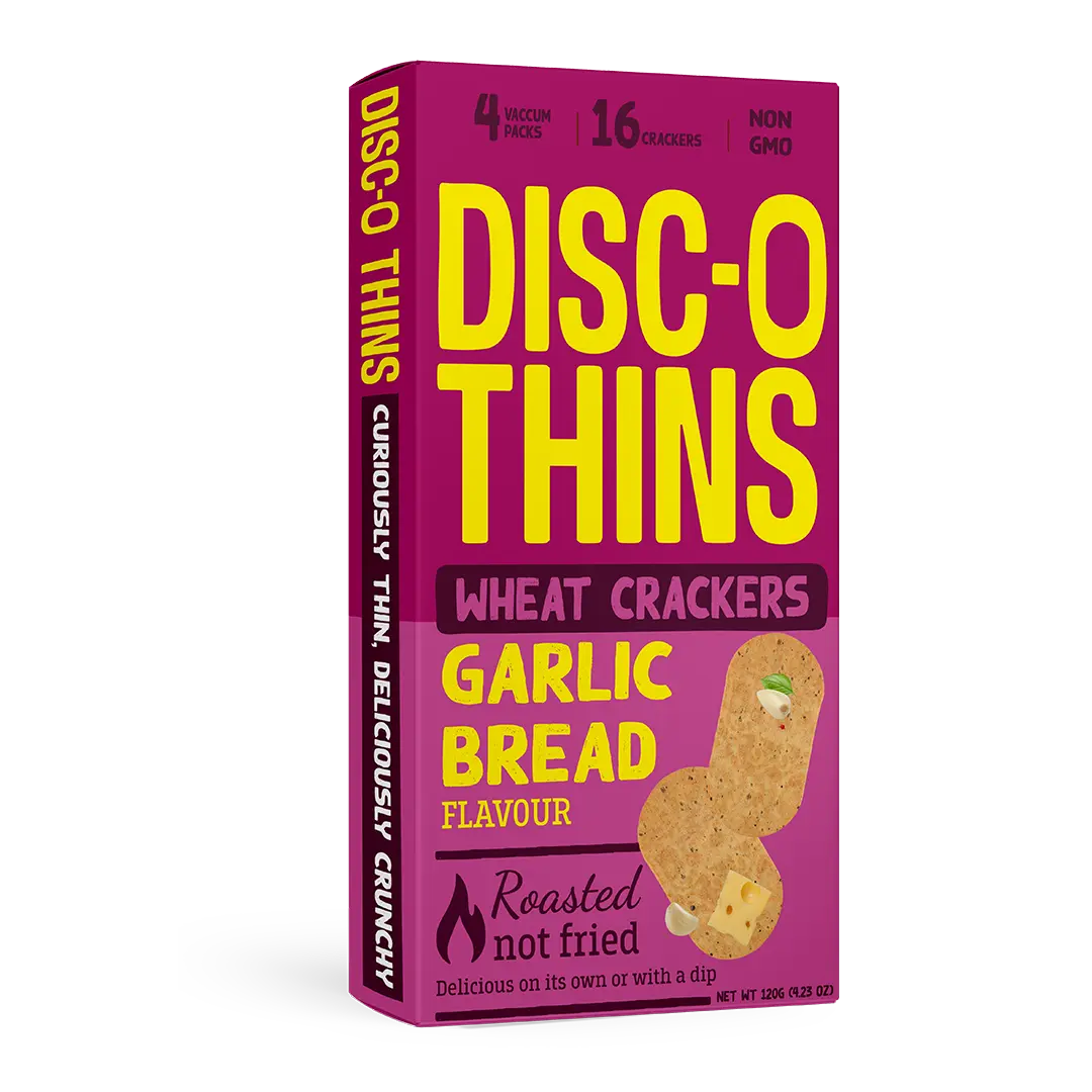 Garlic Bread Roasted Wheat Crackers (6 pack combo) Disc-O Thins