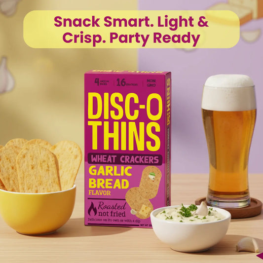 Garlic Bread Roasted Wheat Crackers (6 pack combo) Disc-O Thins
