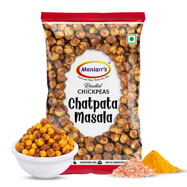 Maniarr’s Dry Roasted Chickpeas Chatpata Masala (80g x 6)- Crispy & Crunchy Chickpeas- Vegan, GMO-Gluten Free, Fiber Healthy Protein Snacks for Adults & Kids-For Home,Office,Travel,Fitness & Appetizer Maniarr’s