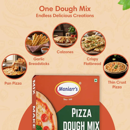 Maniarr's Pizza Dough Mix w/Pre-Activated Yeast mixed in Flour - Makes 4 x 1.76 oz Dough Balls for 4 x 7" Authentic Italian-Style Pizzas - Just Add Water & Oil, Baked in 8 Minutes - 200g (Pack of 3) - Disc-O Thins 