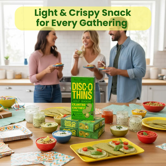 Cilantro Mint Chutney Roasted Wheat Crackers (6 pack combo) Disc-O Thins